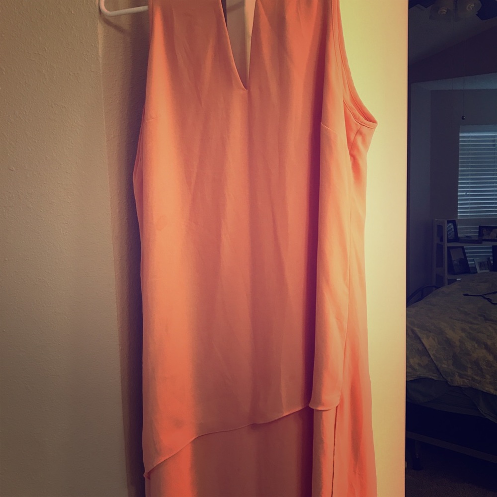 Asymmetrical hem pink dress